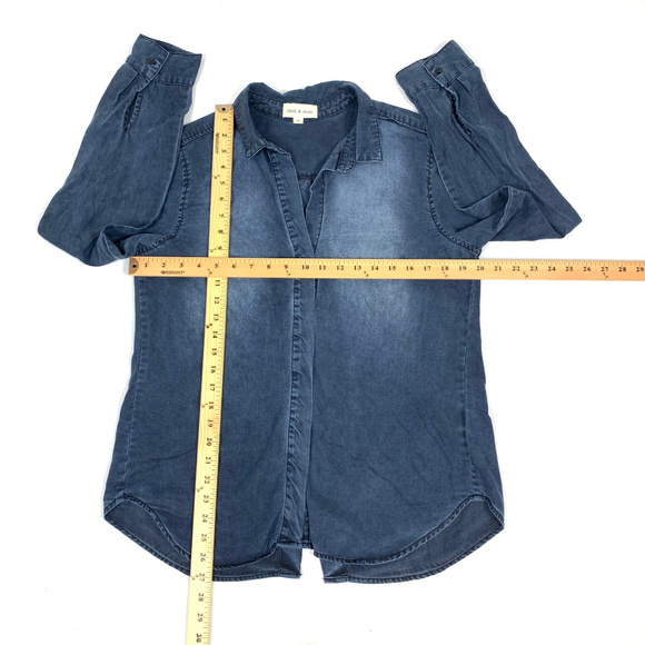 Cloth & Stone L/S V-Neck Button-Down Denim Shirt - Picture 7 of 7
